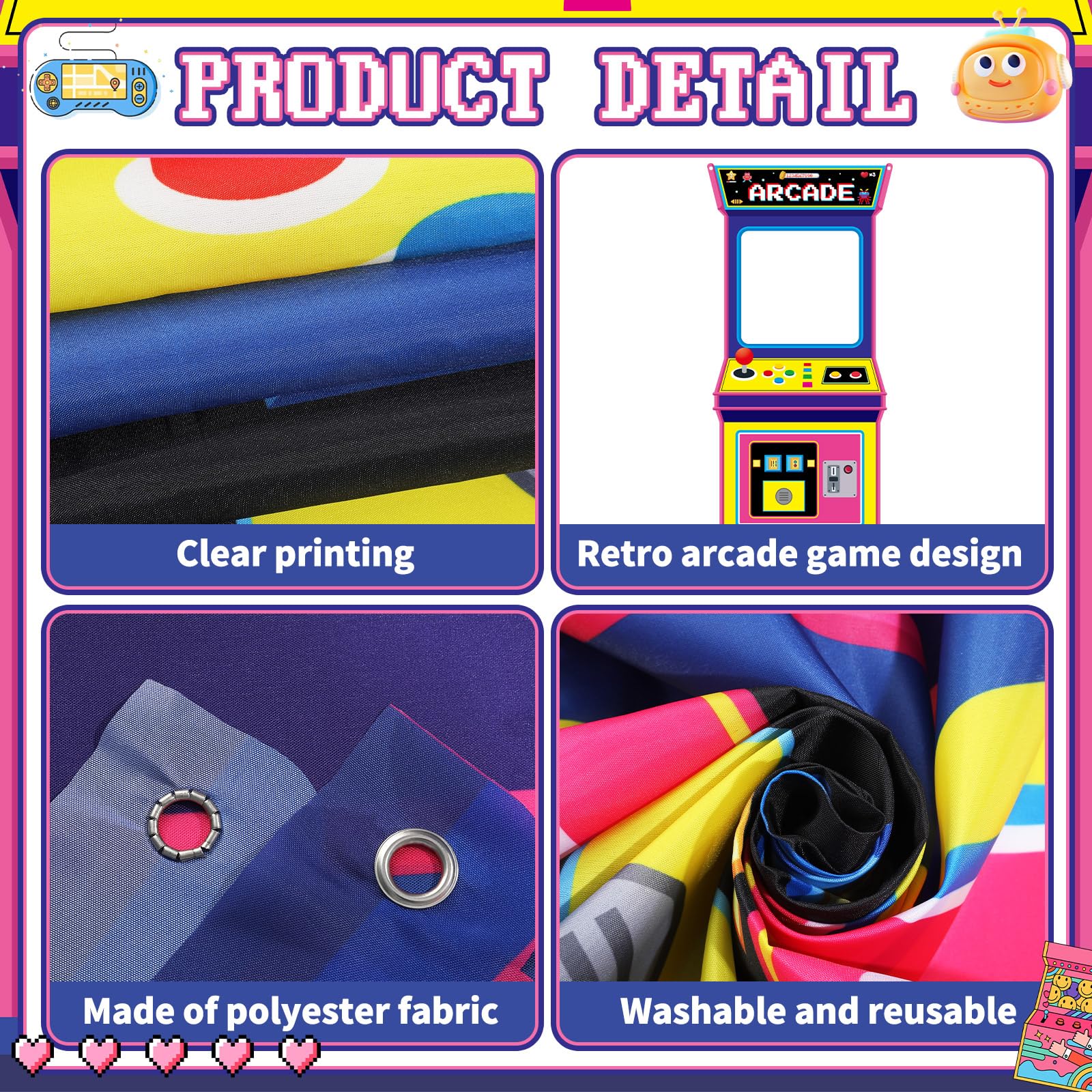 Retro Video Gaming Fabric Arca - Retro Gaming Decor ulasan dan harga