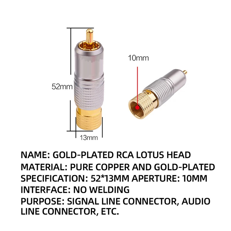 4pcs Hifi 24K Gold Plated RCA  - Composite Rca Cable ulasan dan harga