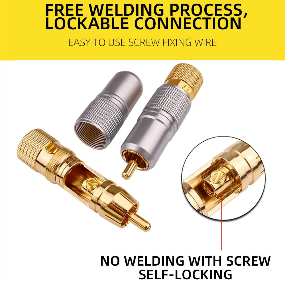 4pcs Hifi 24K Gold Plated RCA  - Composite Rca Cable ulasan dan harga